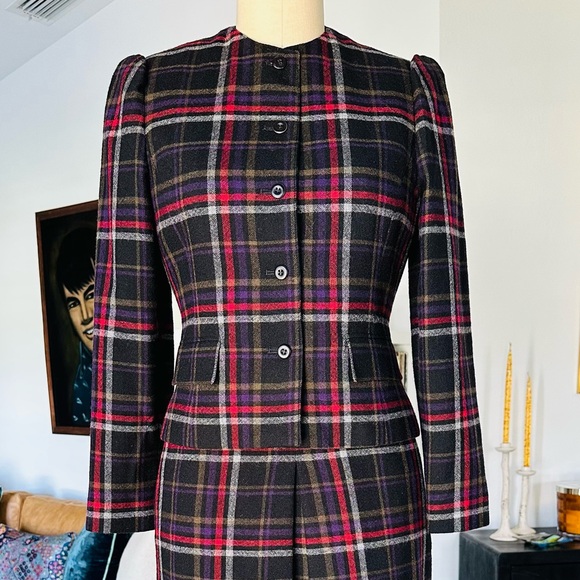 Vintage 70’s/80’s Plaid Wool Skirt Suit Set - Picture 5 of 15